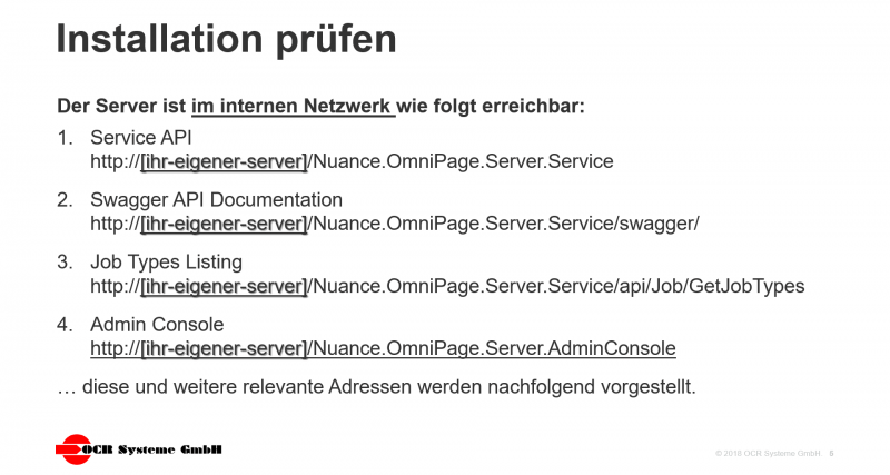 OmniPage Server Setup Verification